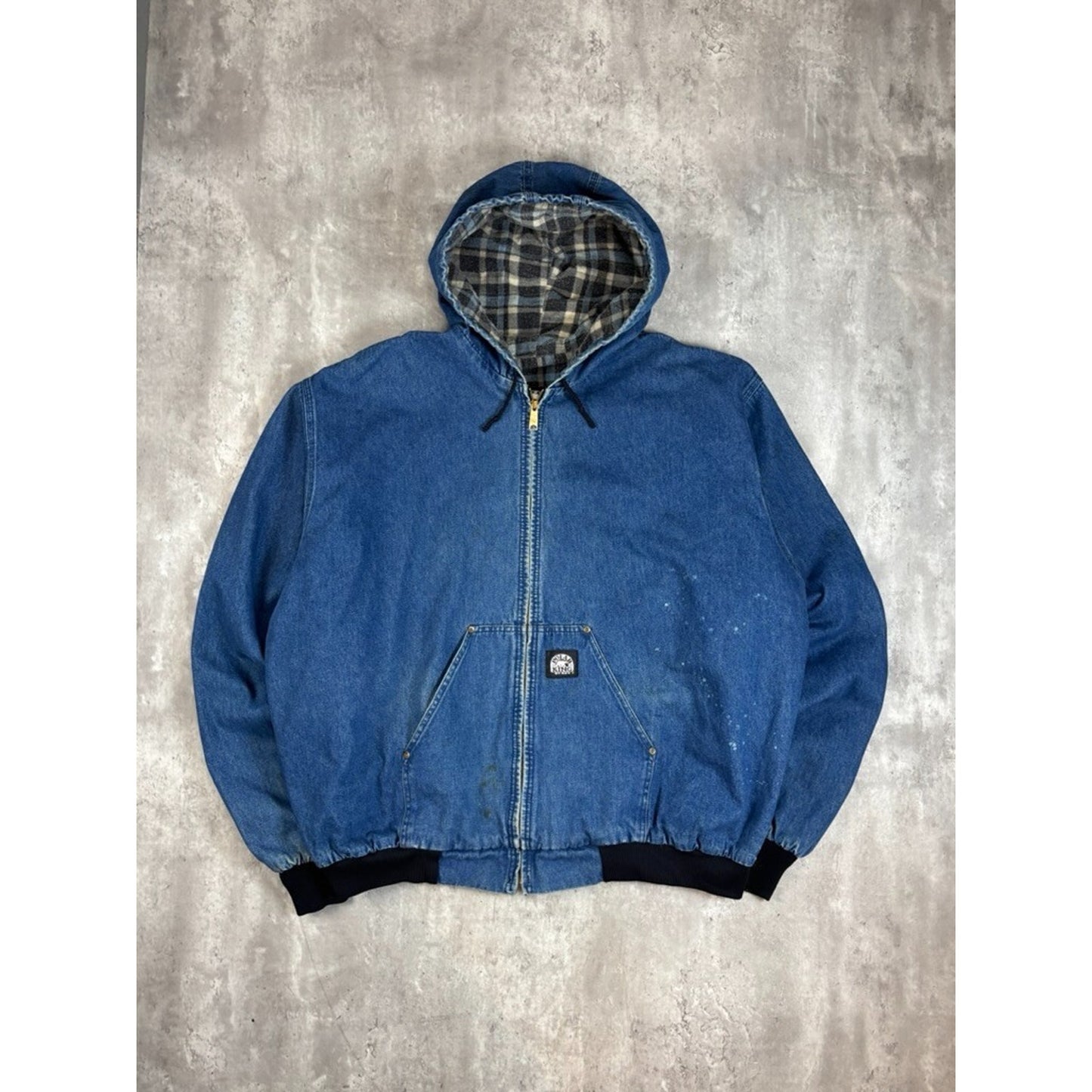 Vintage Polar King Plaid Lined Denim Canvas Workwear Active Jacket Size 4XLT