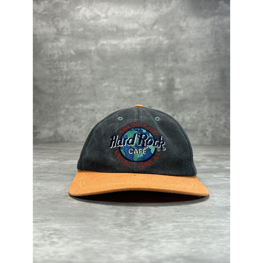 Vintage 90s Hard Rock Cafe Save The Planet Embroidered Snapback Hat OSFA