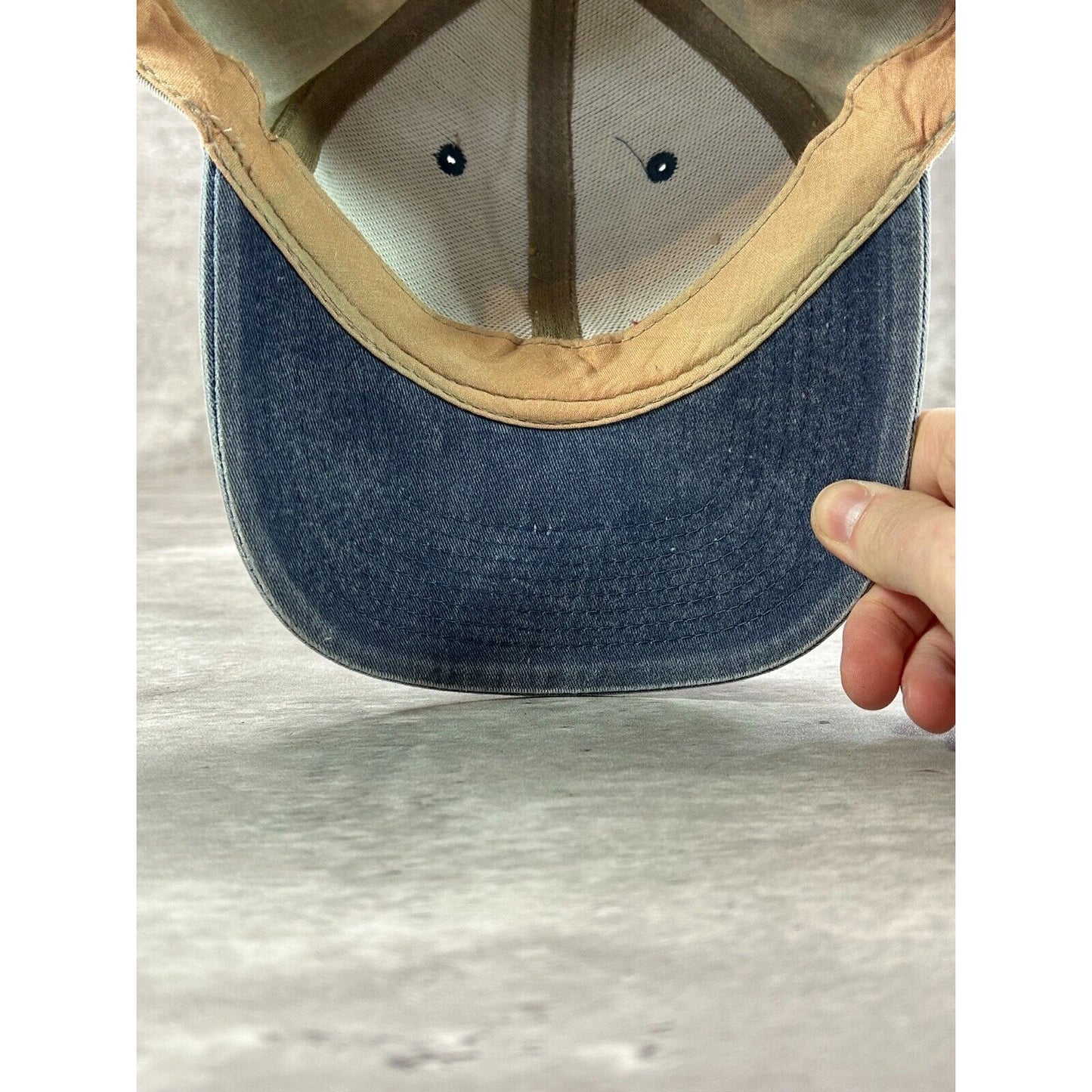 Vintage Lincoln Chevrolet Graphic Spellout Logo Two Tone Strapback Hat OSFA