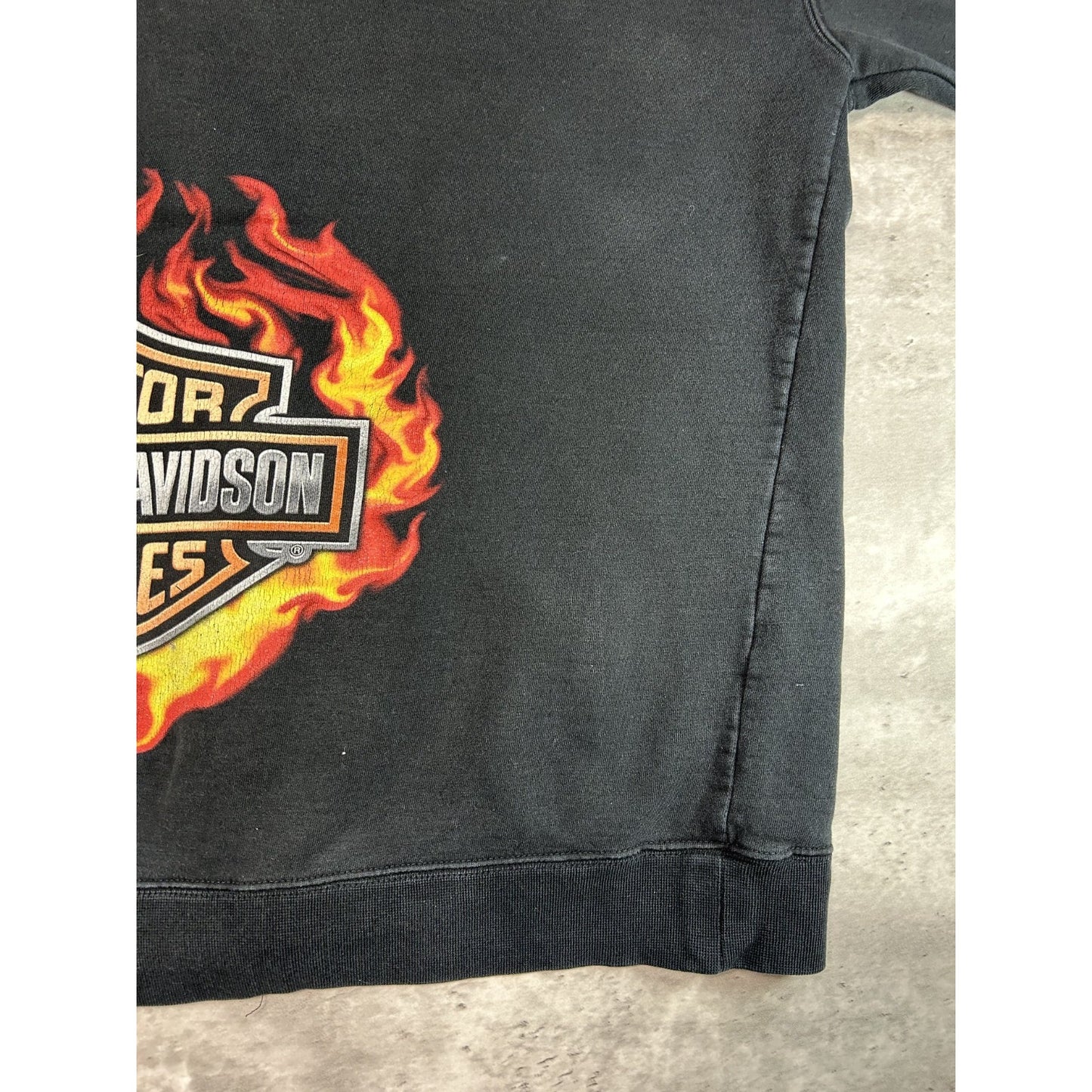 Harley Davidson Flame Sleeve Graphic Full Zip Hooded Sweatshirt Size 2XL Black