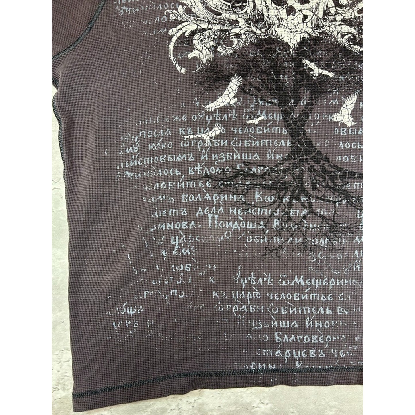 Vintage Y2K Point Zero Waffle Print Long Sleeve Graphic T-Shirt Size Large Gray