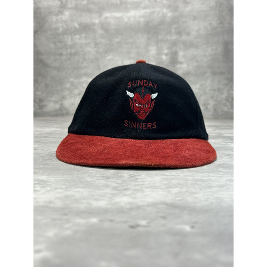 Vintage 90s Sunday Sinners Embroidered Spellout Logo Strapback Hat OSFA