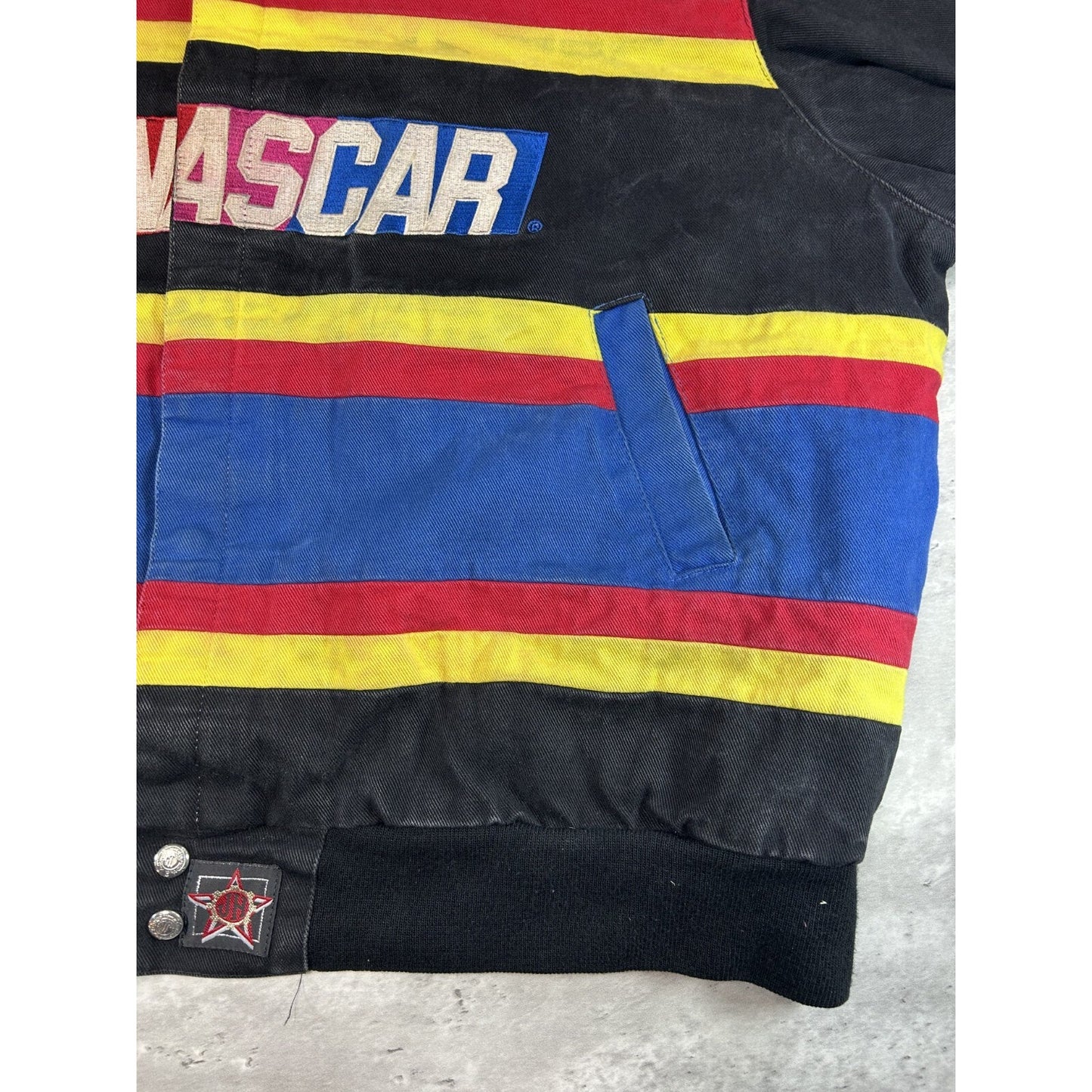 Vintage 90s Jeff Hamilton Nascar Embroidered Spellout Race Jacket Size 4XL