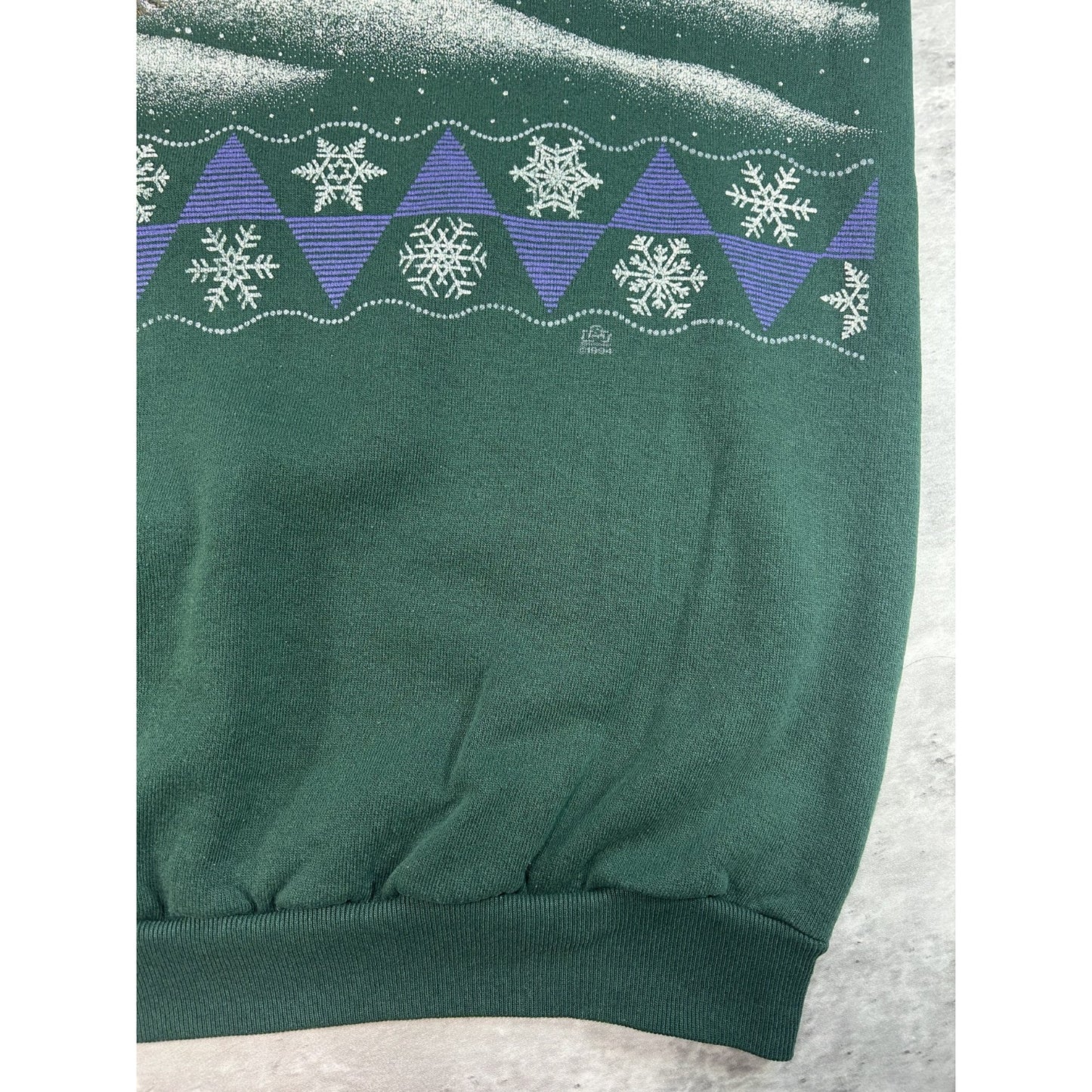 VTG 1994 Bunny Winter Wildlife Nature All Over Print Turtle Neck Sweatshirt XL