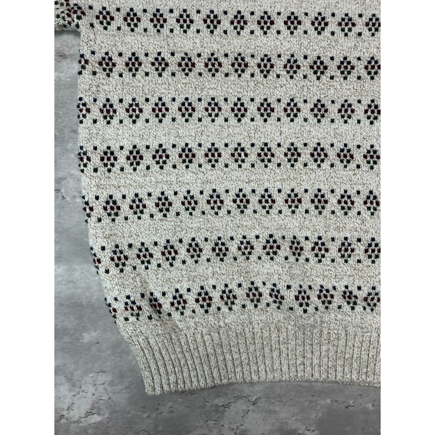 Vintage Eddie Bauer Diamond Striped Print Pullover Knit Sweater Size XL