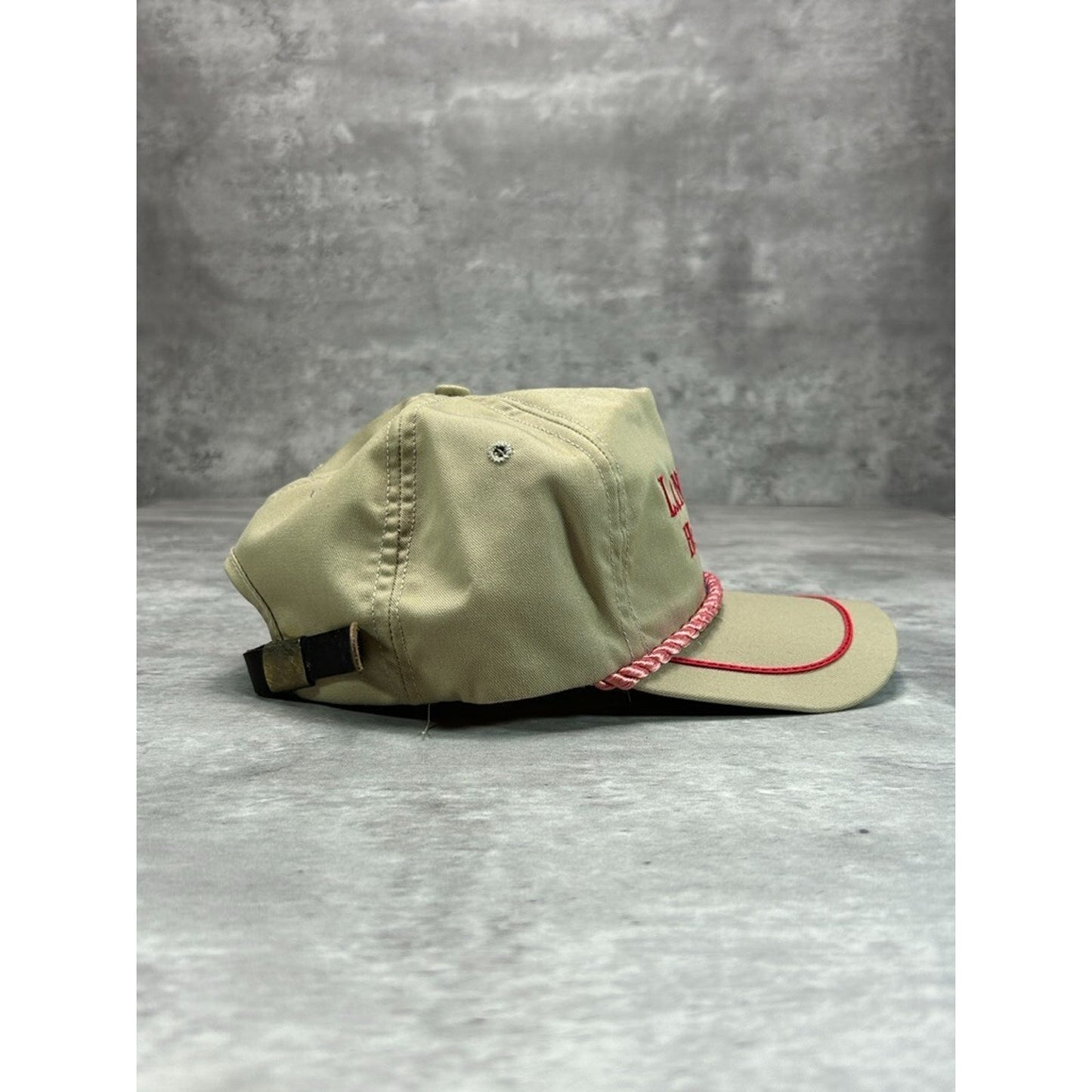 Vintage Langenberg Hat Co Embroidered Spellout Snapback Hat OSFA Beige