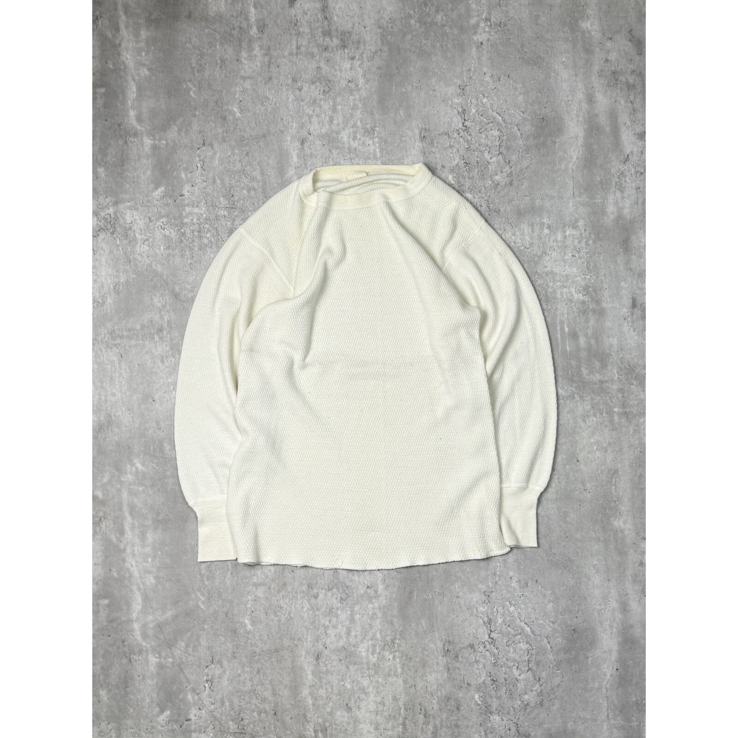 Vintage 1970s Heat Lok Thermal Print Long Sleeve T-Shirt Size Large Beige