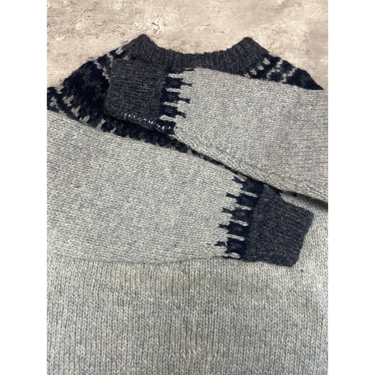 Vintage 80s/90s Two Tone Heavyweight Ribbed Pullover Knit Sweater Size Large