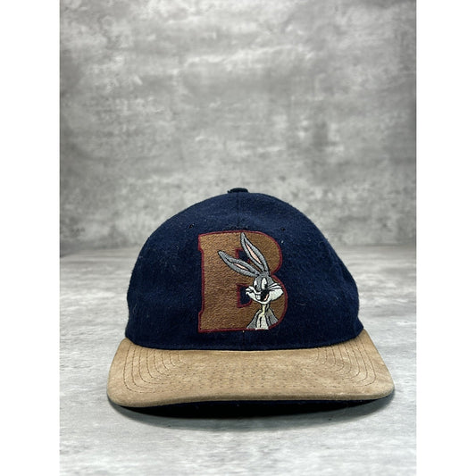 Vintage 90s Looney Tunes Bugs Bunny Embroidered B Cartoon Snapback Hat OSFA