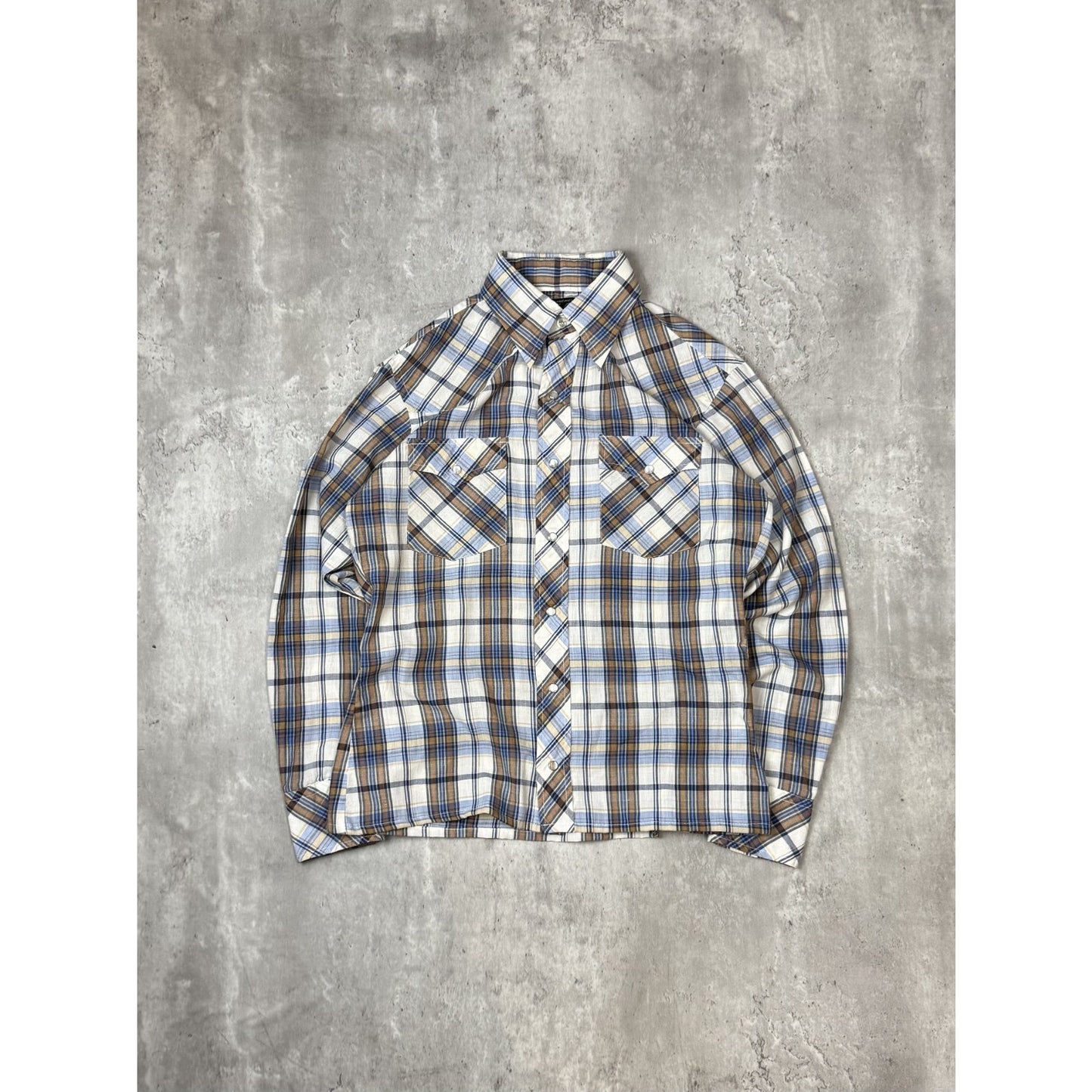 Vintage 1970s/80s JCPenny Plaid Print Reworked Cropped Button Up Shirt Sz Medium