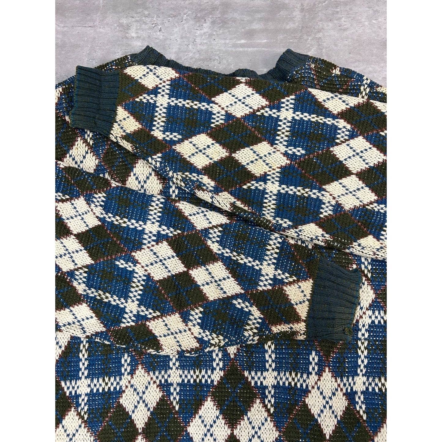 Vintage 90s Crossings Argyle Print Pullover Knit Sweater Size Large