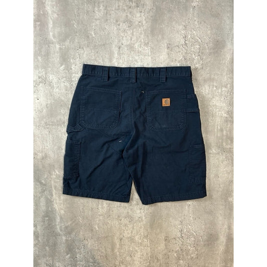 Vintage Carhartt Canvas Workwear Carpenter Shorts Size 35 Navy Blue