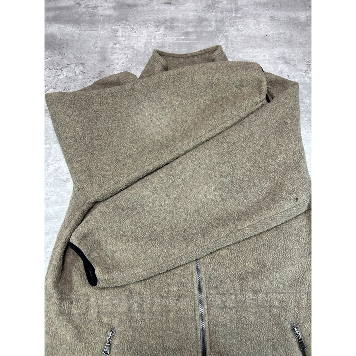 Vintage Eddie Bauer Fleece Full Zip Sweatshirt Size Large Beige