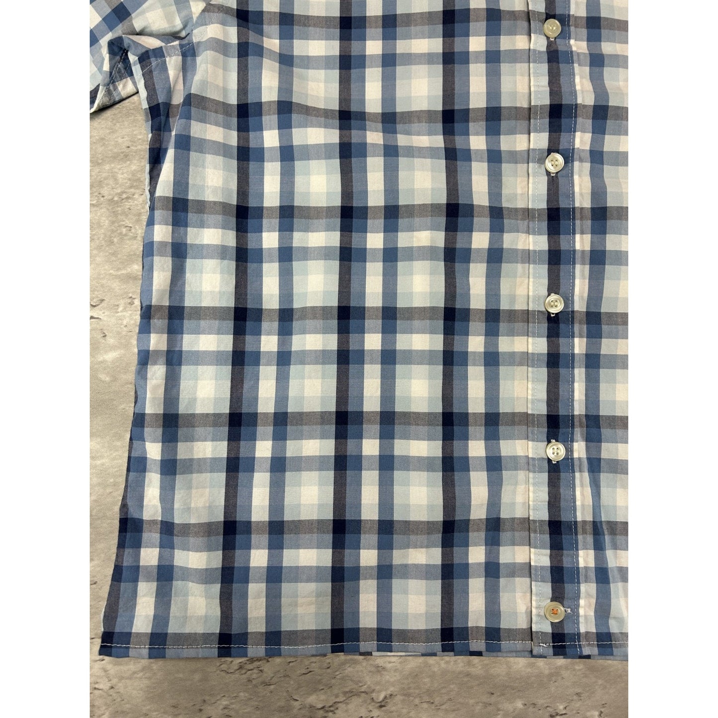 Dockers Plaid Print Short Sleeve Cropped Reworked Button Up Shirt Size Medium