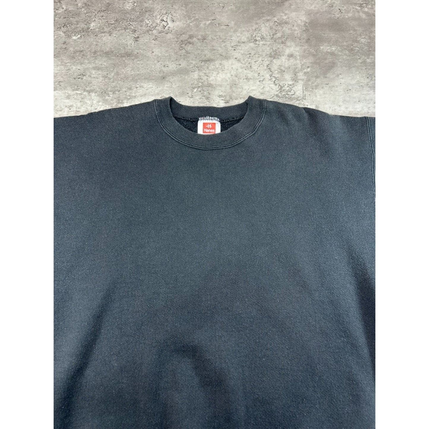 Vintage 90s Hanes Blank Pullover Crewneck Sweatshirt Size Large Black