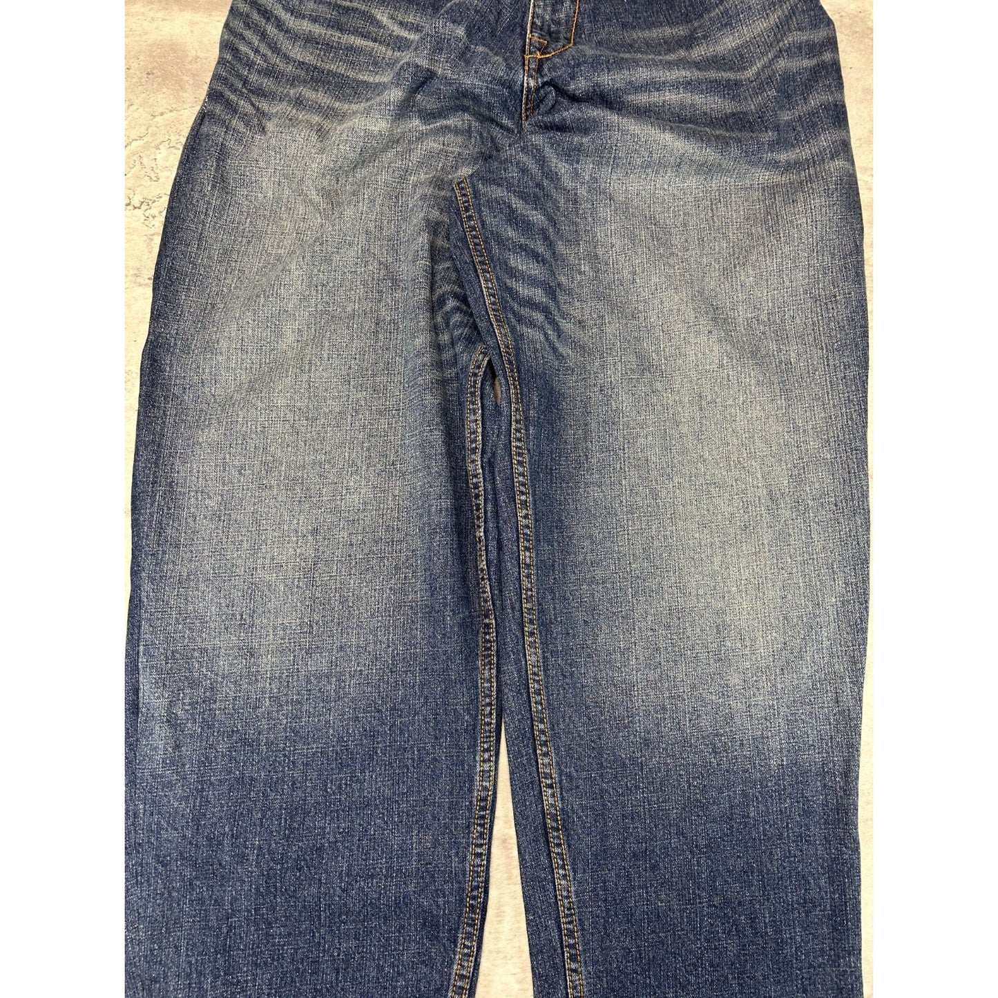 Vintage Y2K Rocawear Baggy Fit Embroidered Pocket Dark Wash Denim Pants Size 38