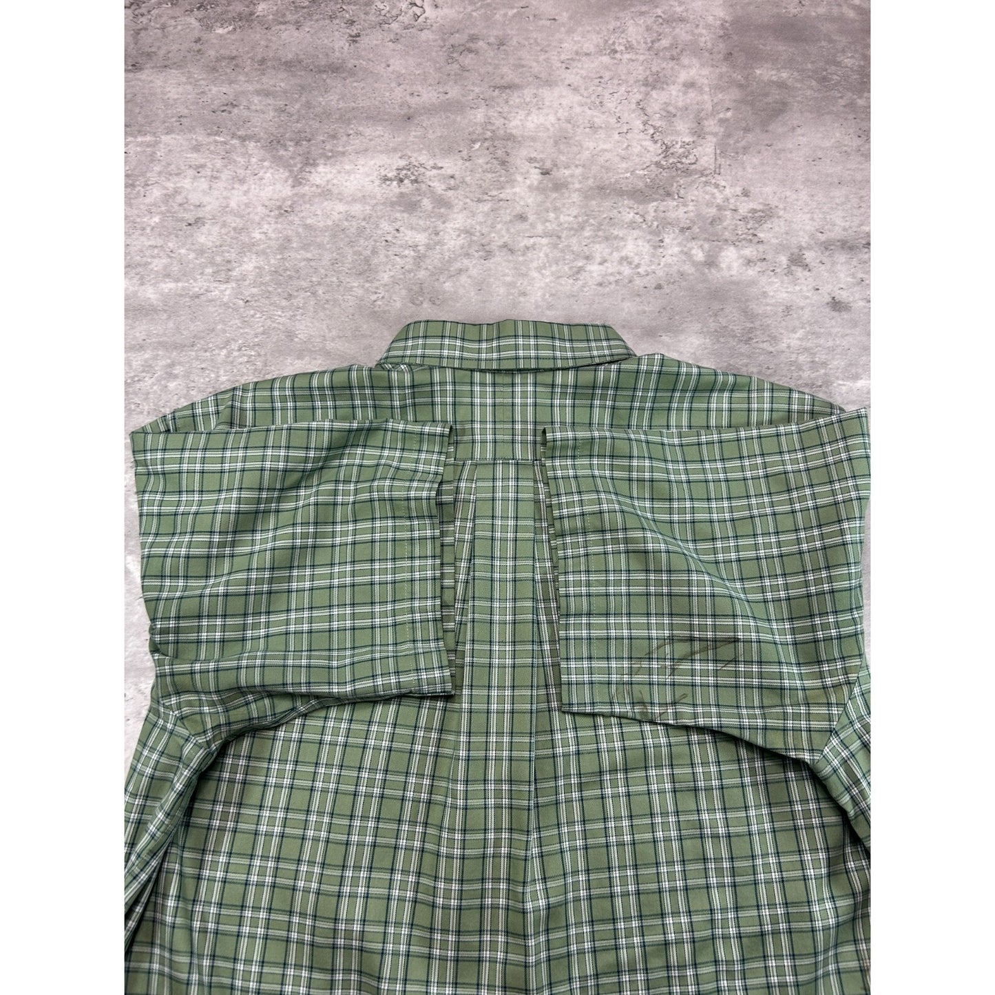 Vintage L.L. Bean Plaid Single Pocket Cropped Button Up Shirt Size Large Green