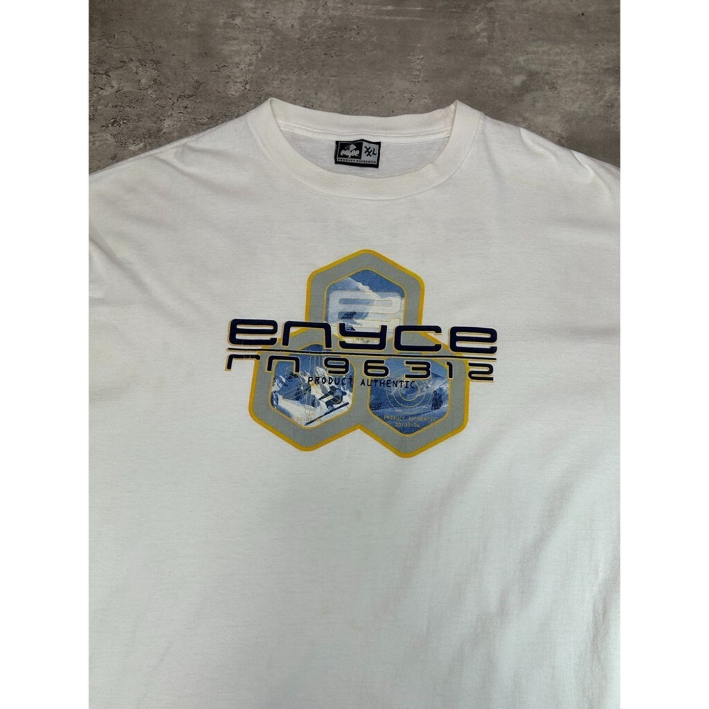 Vintage Y2K Enyce RN96312 Spellout Graphic Long Sleeve T-Shirt Size XXL White