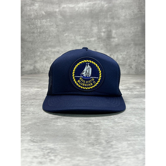 Vintage 80s/90s Nova Scotia Bluenose II Embroidered Trucker Snapback Hat OSFA
