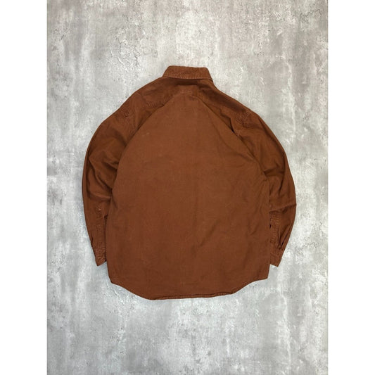 Vintage Carhartt Canvas Workwear Long Sleeve Button Up Shirt Size Large