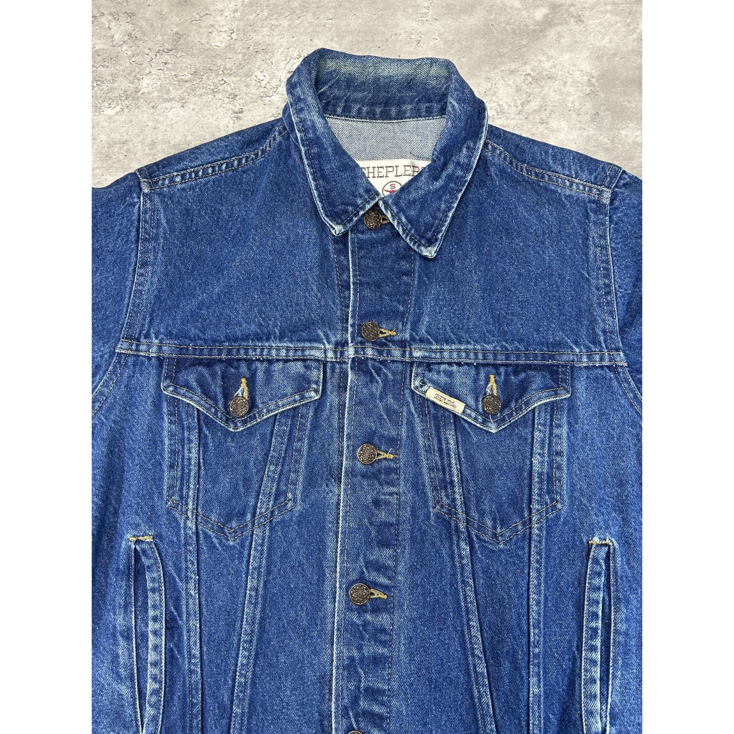 Vintage 80s/90s Dark Wash Denim Western Style Trucker Jacket Size Small