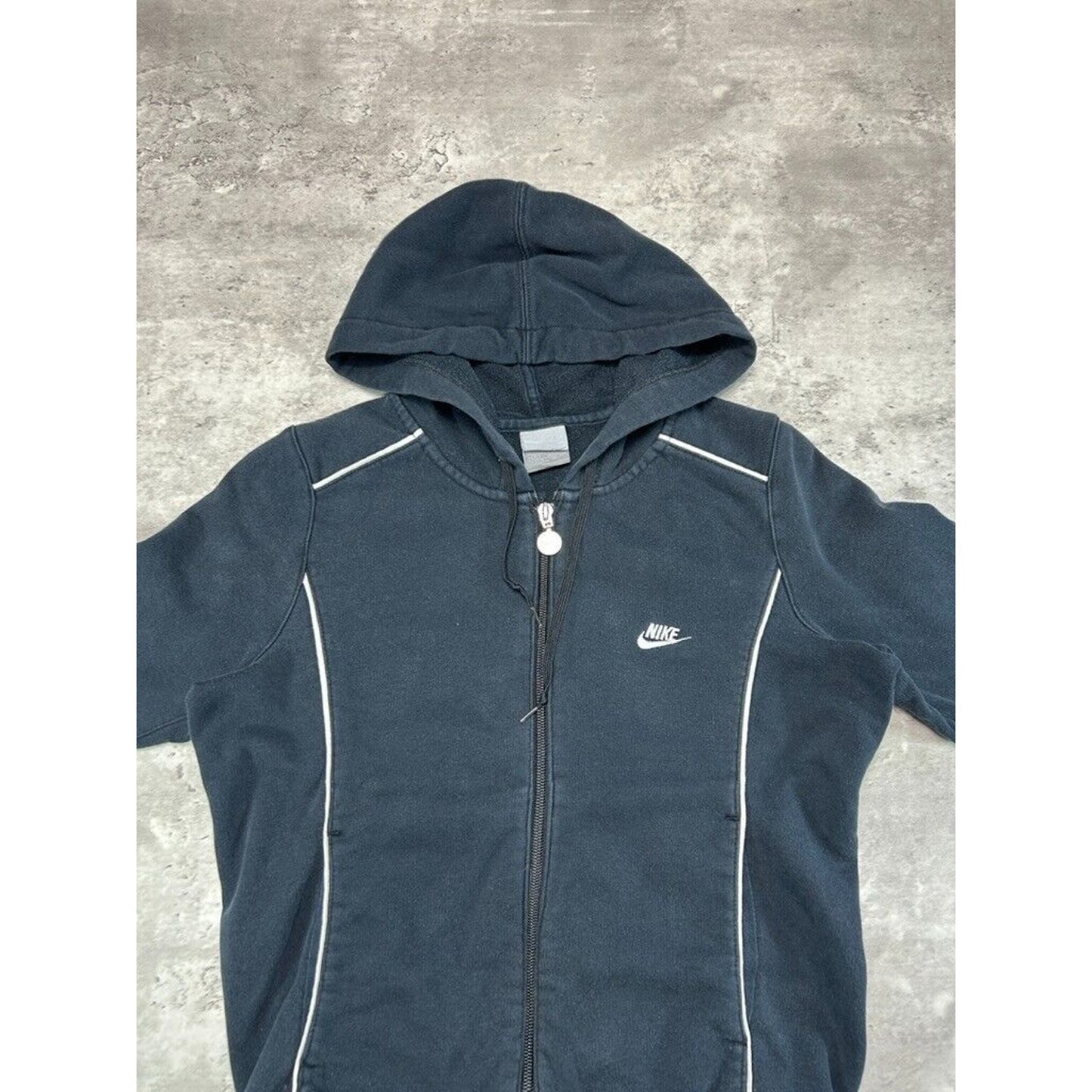 Vintage Womens Nike Embroidered Two Tone Full Zip Hooded Sweatshirt Size Small