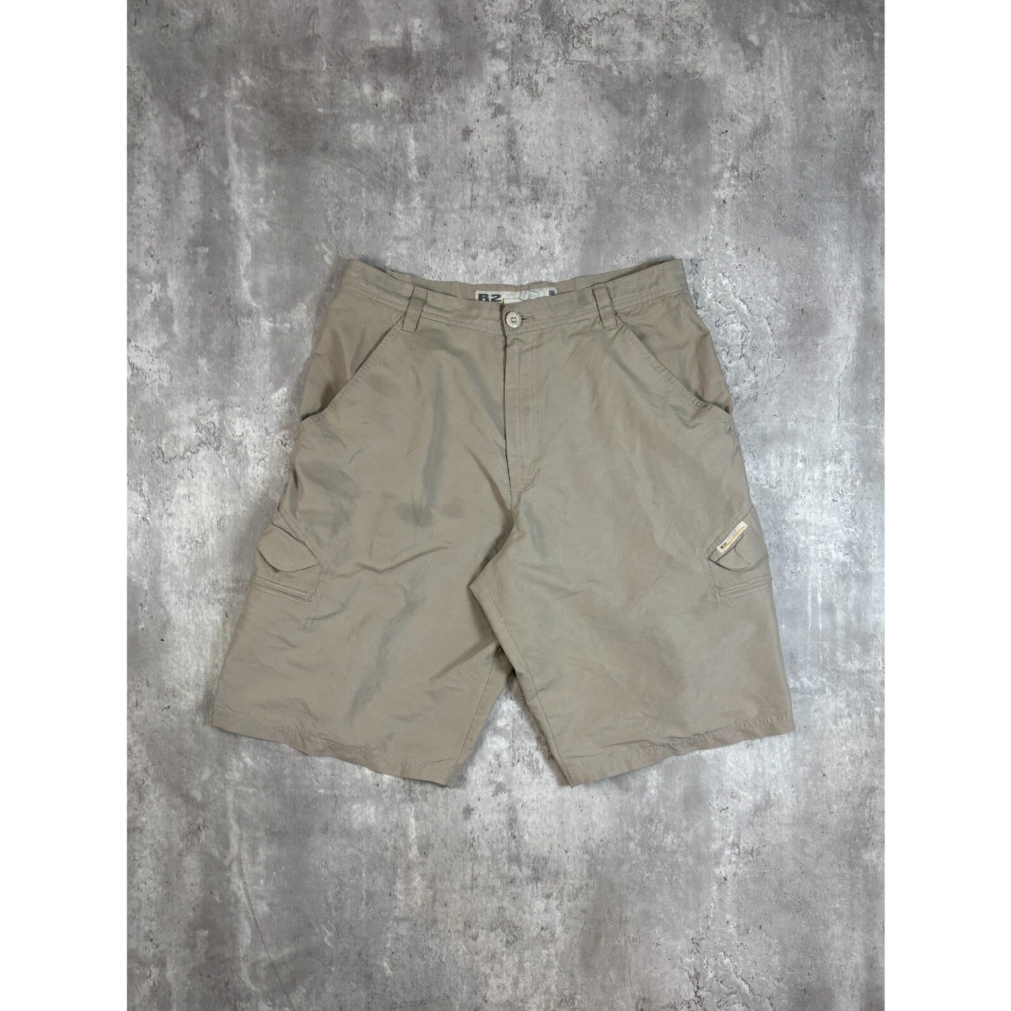 Vintage R2 Tactical Multi Pocket Nylon Cargo Shorts Size 34 Beige