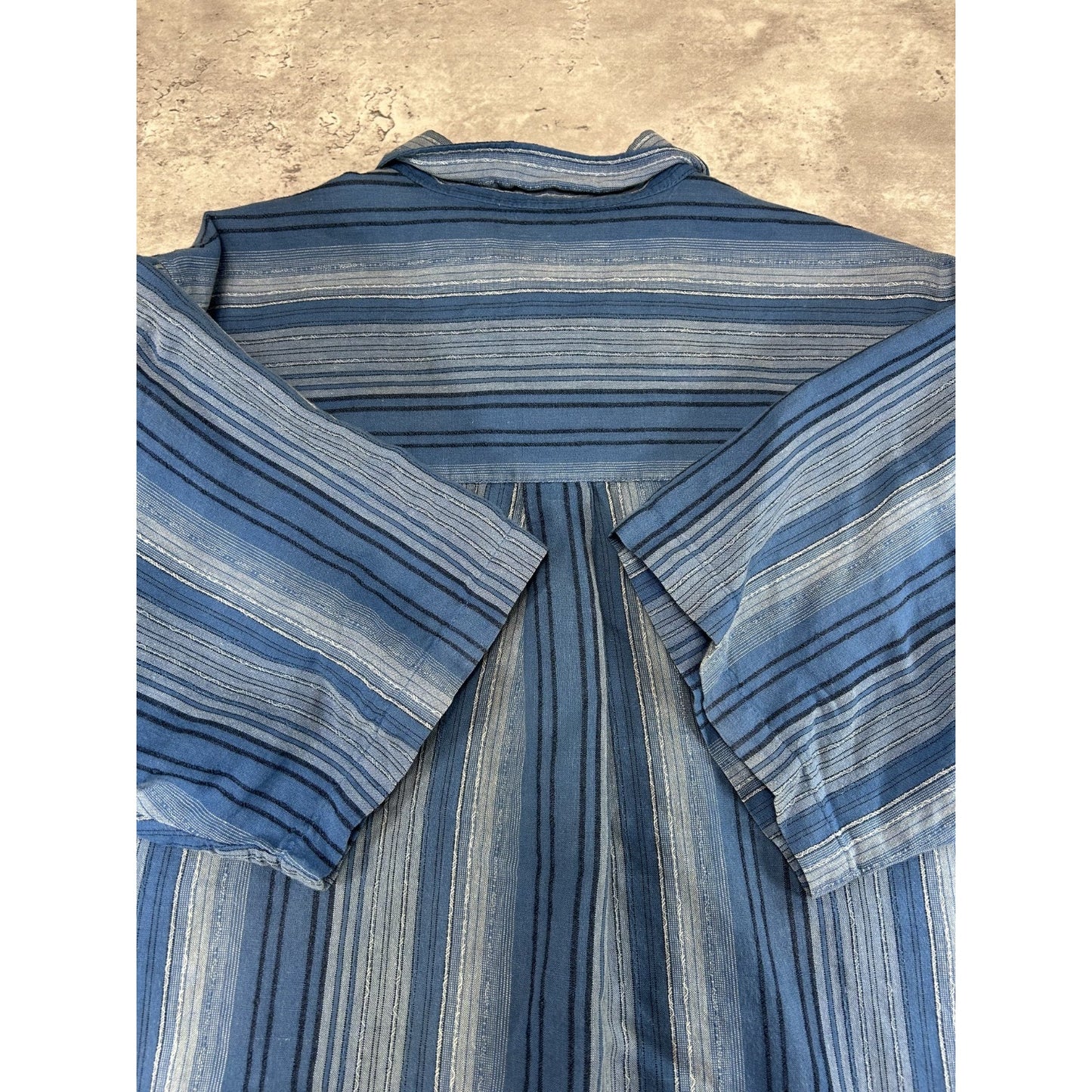 Cafe Luna Striped Print Short Sleeve Reworked Cropped Button Up Shirt Size XL