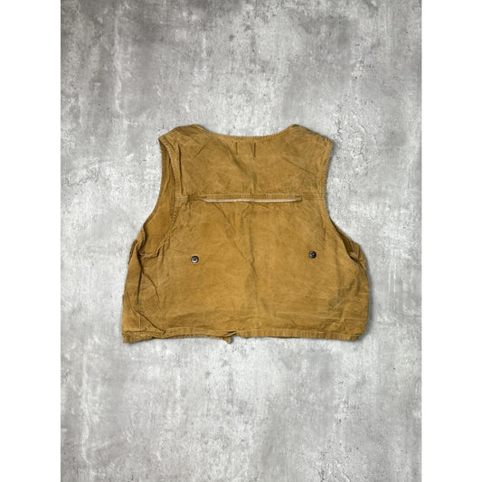 Vintage 1950s Woodsman Canvas 1/2 Plaid Lined Hunting Vest Size Large