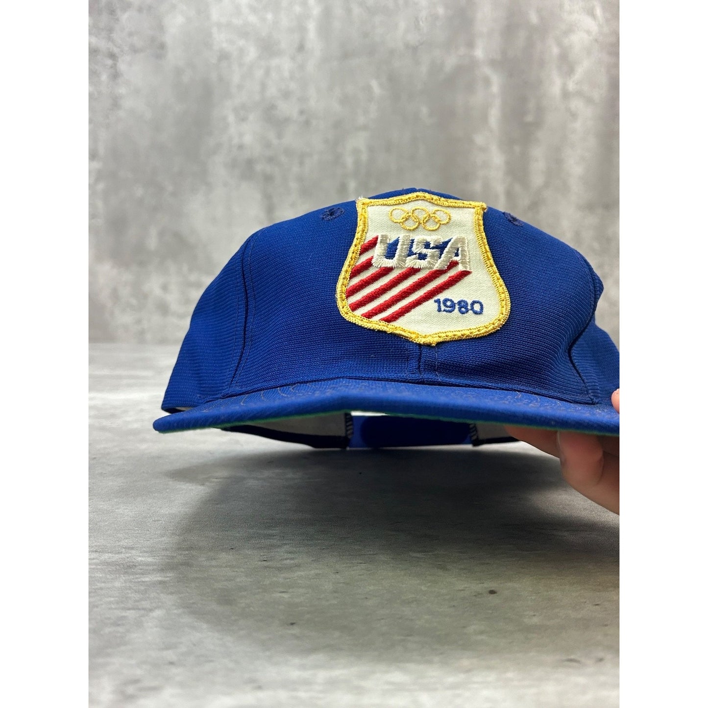 Vintage 1980 Team USA Olympics Embroidered Patch Snapback Hat OSFA Blue