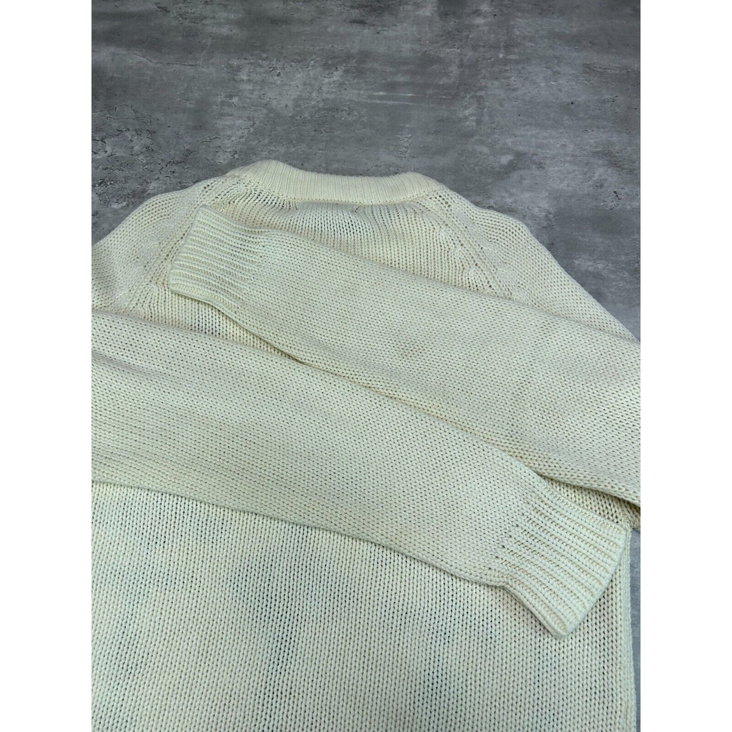Vintage 1960s Sigallo Abstract Design Pull Over Knit Sweater Size Medium Beige