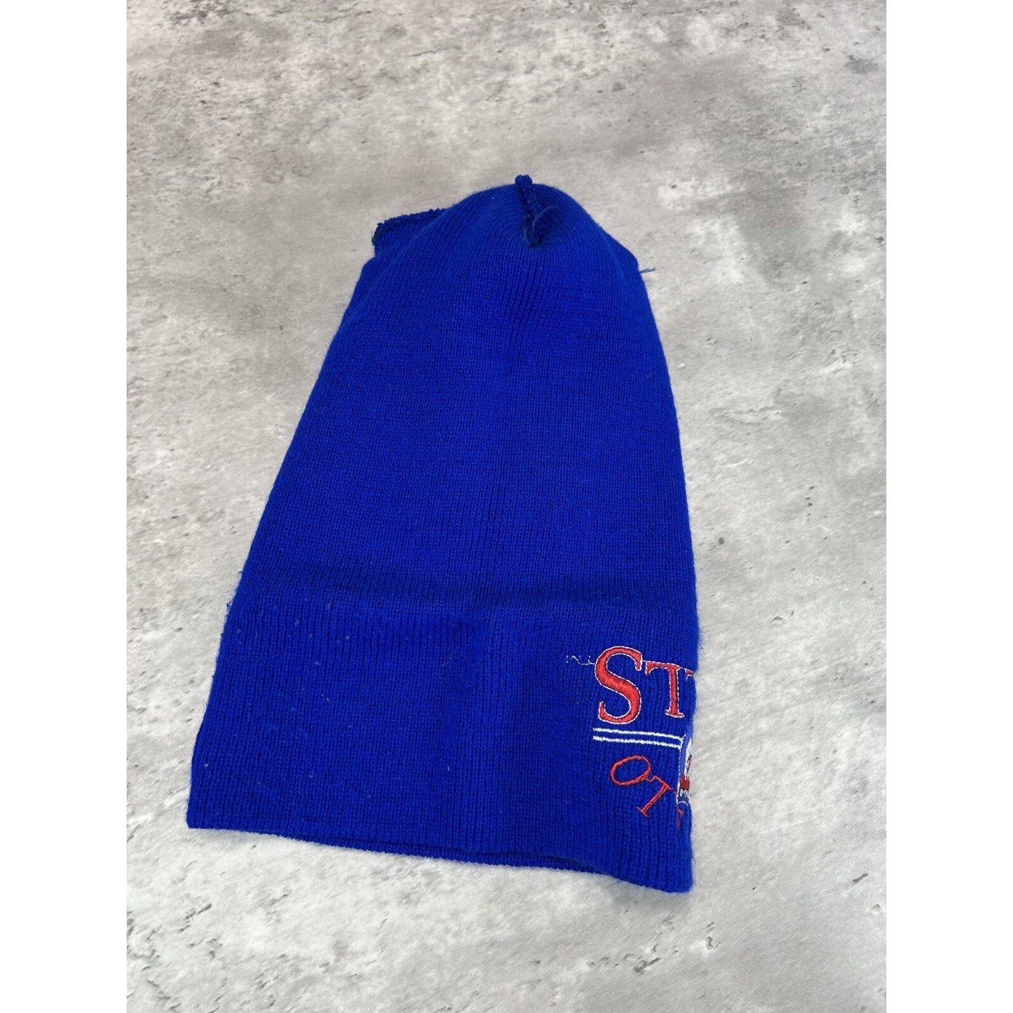 Vintage 90s Buffalo Bills NFL Embroidered Logo Football Beanie Hat OSFA Blue