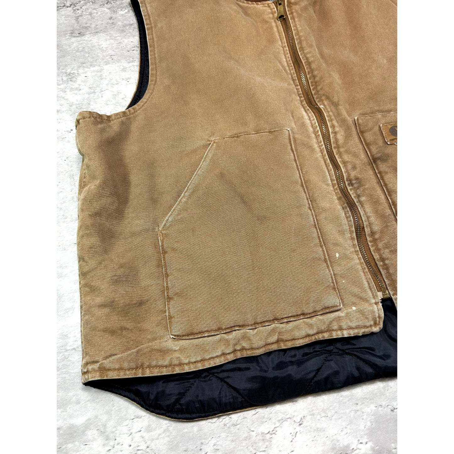 Vintage Carhartt Quilted Lined Canvas Work Wear Vest Size XXL V02 BRN