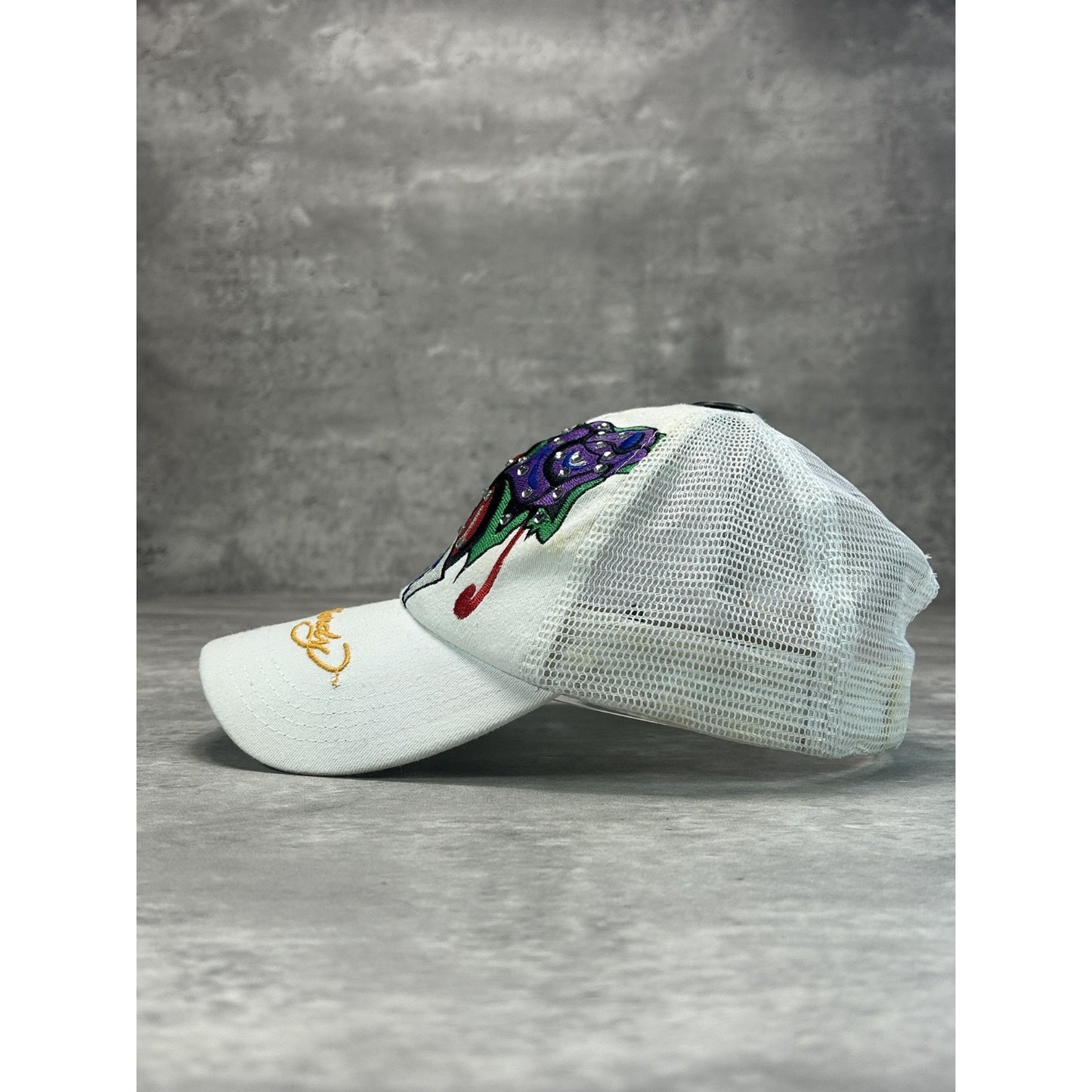 VTG Y2K Ed Hardy Eternal Love Bedazzled Embroidered Trucker Snapback Hat OSFA