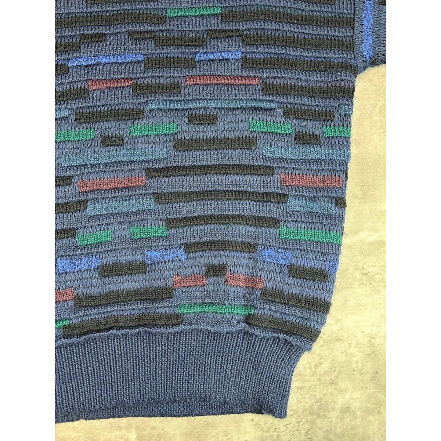 Vintage 90s Brian MacNeil 3D Striped Pullover Ribbed Knit Sweater Size Medium
