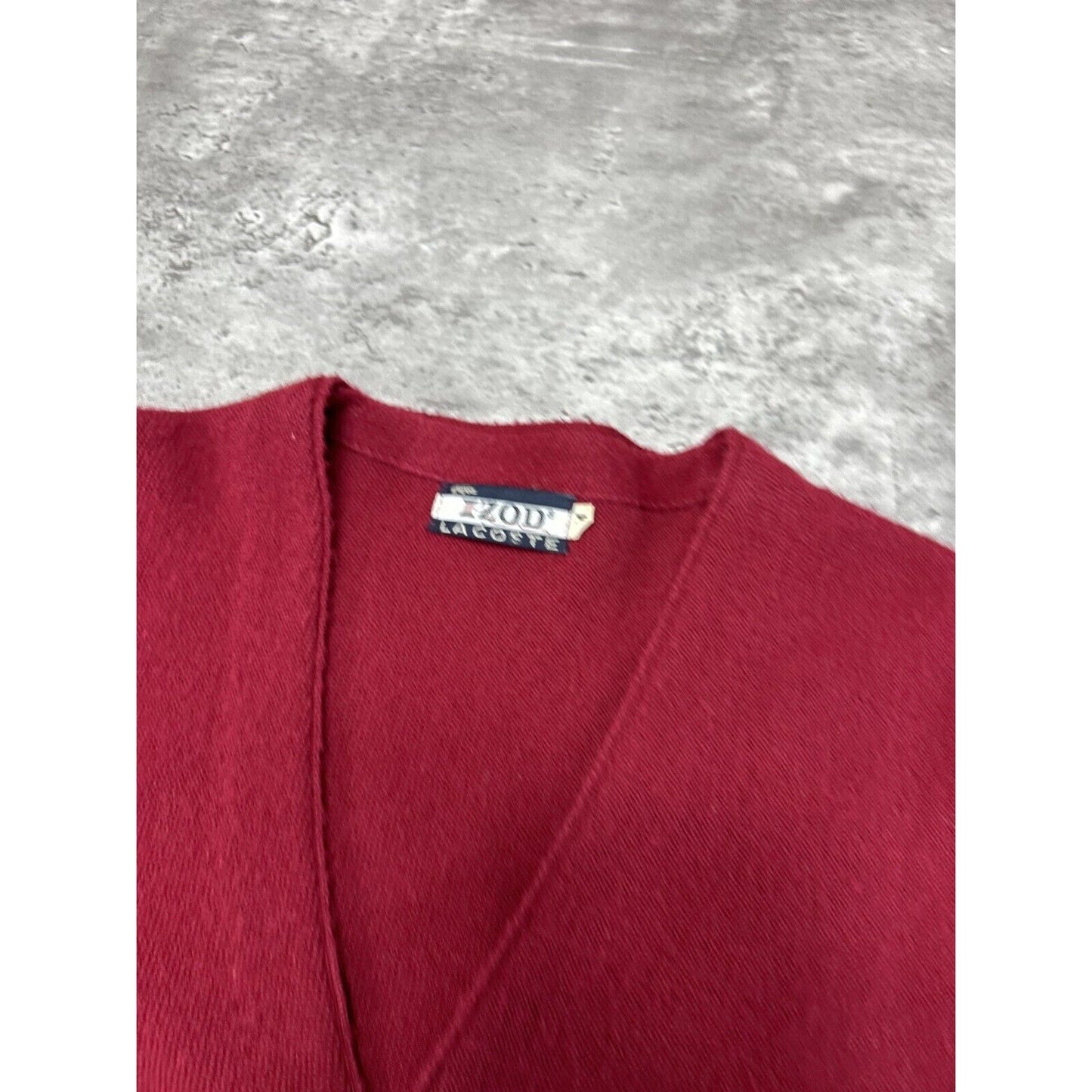 Vintage 1980s Izod Lacoste Embroidered Logo Cardigan Knit Sweater Size Medium