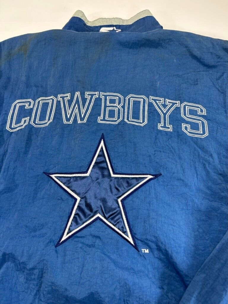 Vintage 90s Dallas Cowboys NFL Embroidered Nylon Starter Jacket Size Large