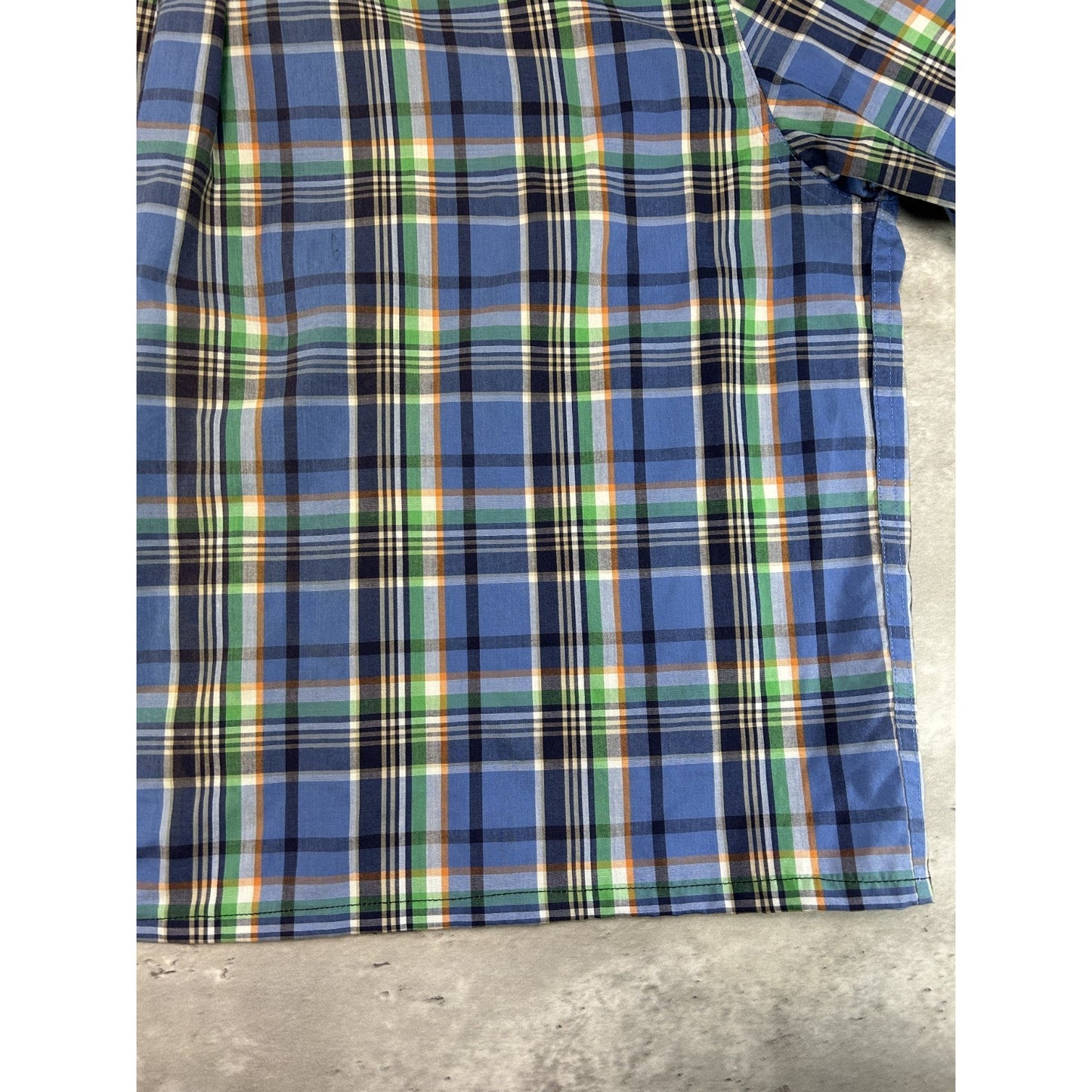 Vintage Chaps Plaid Print Short Sleeve Reworked Cropped Button Up Shirt Sz XL