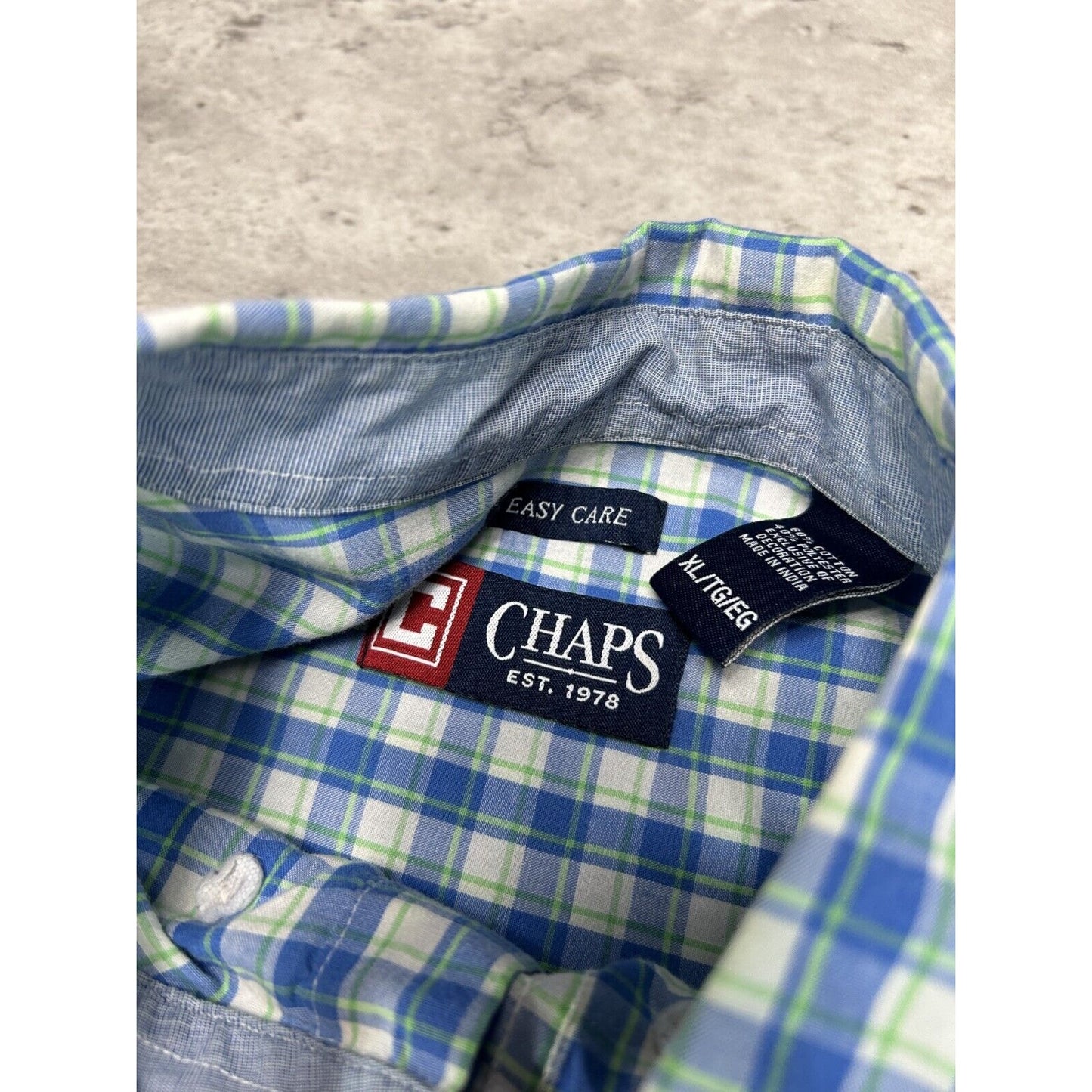 Vintage Chaps Plaid Short Sleeve Cropped Button Up Shirt Size XL