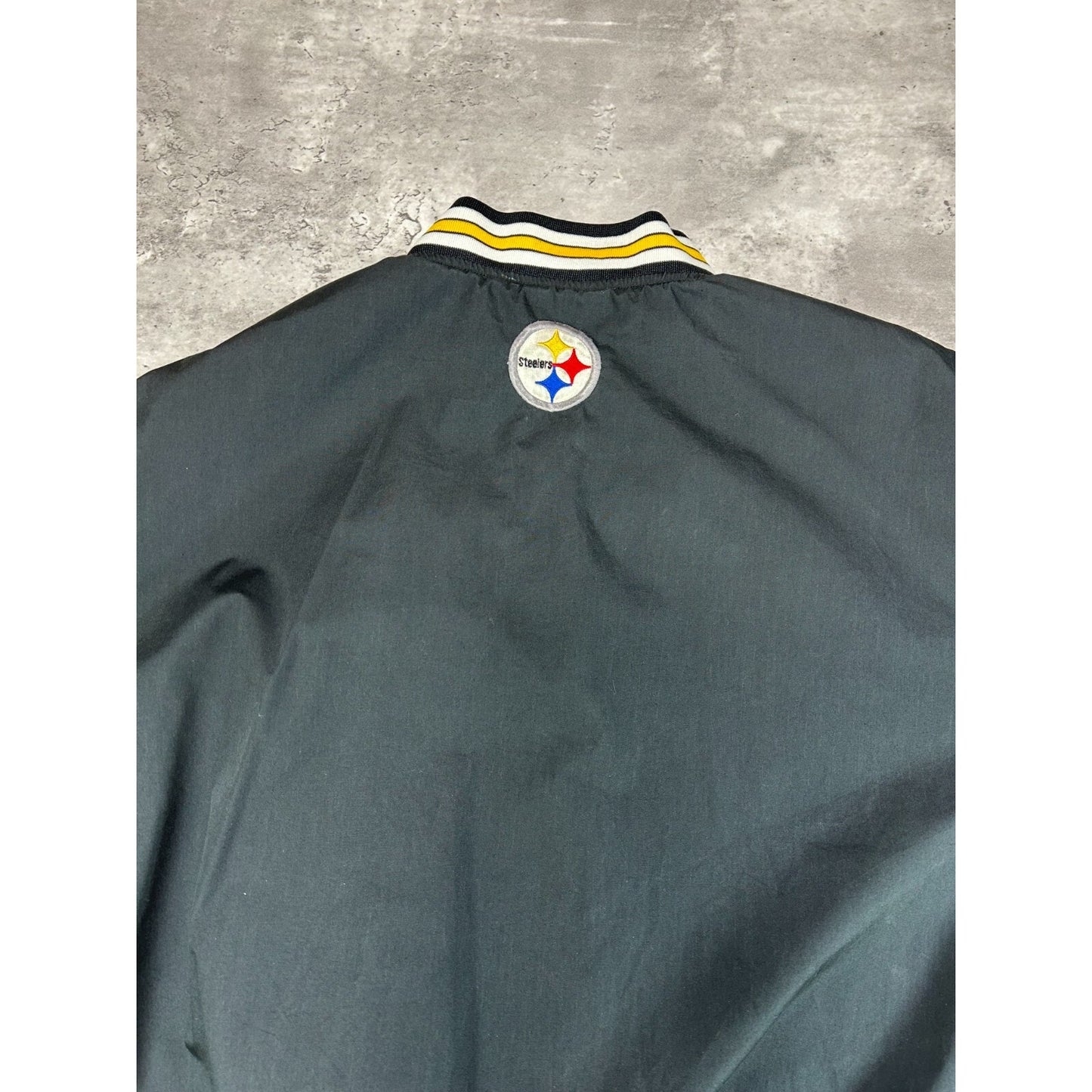 Vintage 90s Pittsburgh Steelers NFL Embroidered Nylon Bomber Jacket Size XL