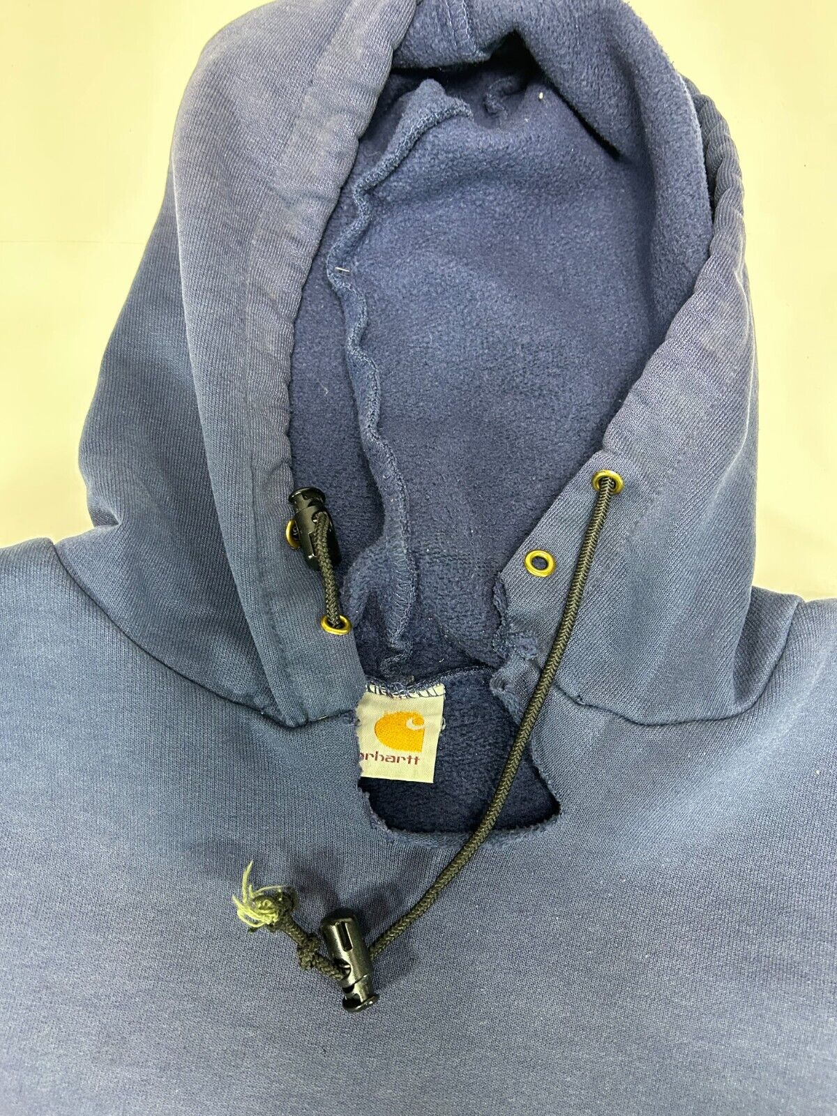Vintage 90s Carhartt Embroidered Logo Hooded Workwear Sweatshirt Size XXL Blue