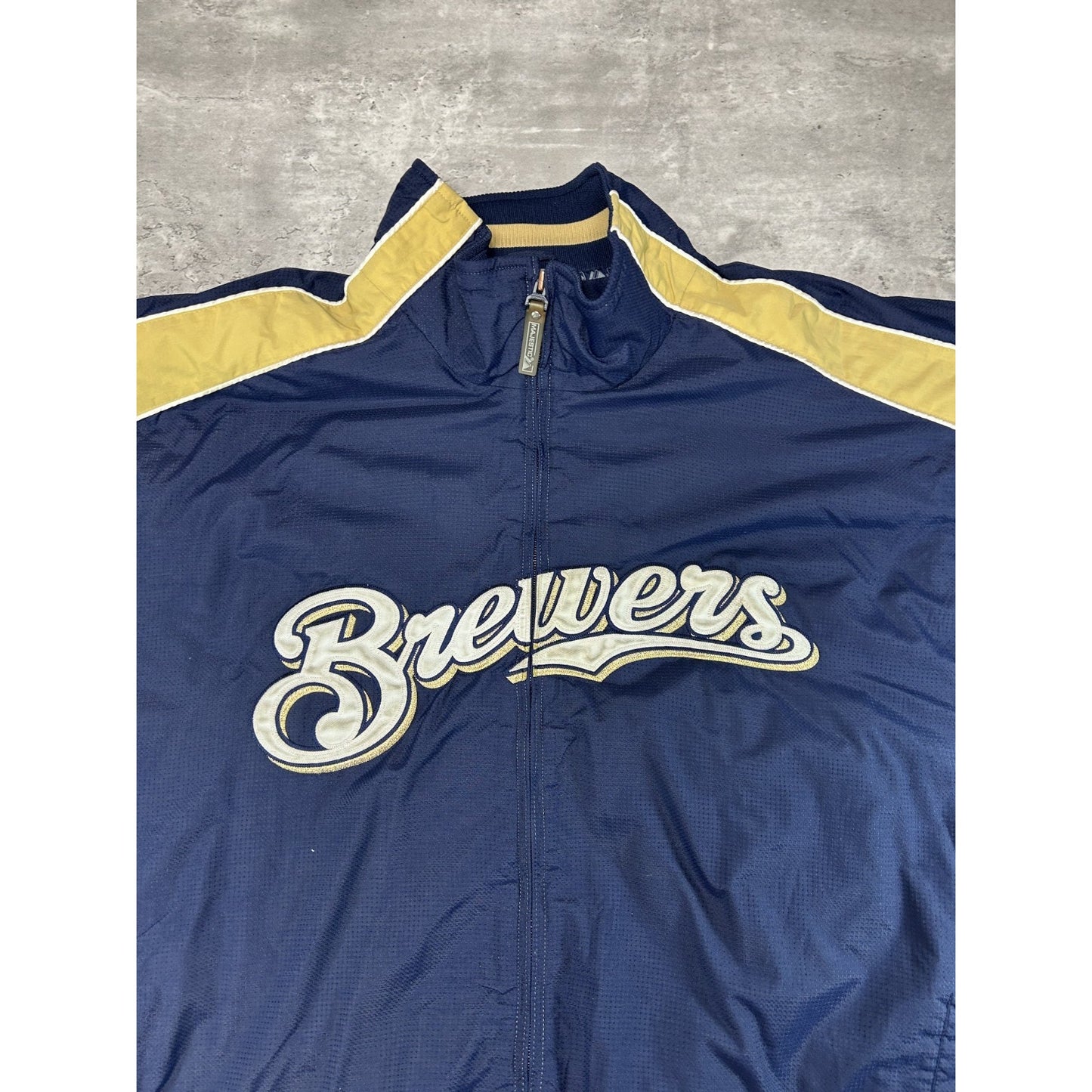 Vintage Milwaukee Brewers MLB Embroidered Logo Full Zip Jacket Size 2XL