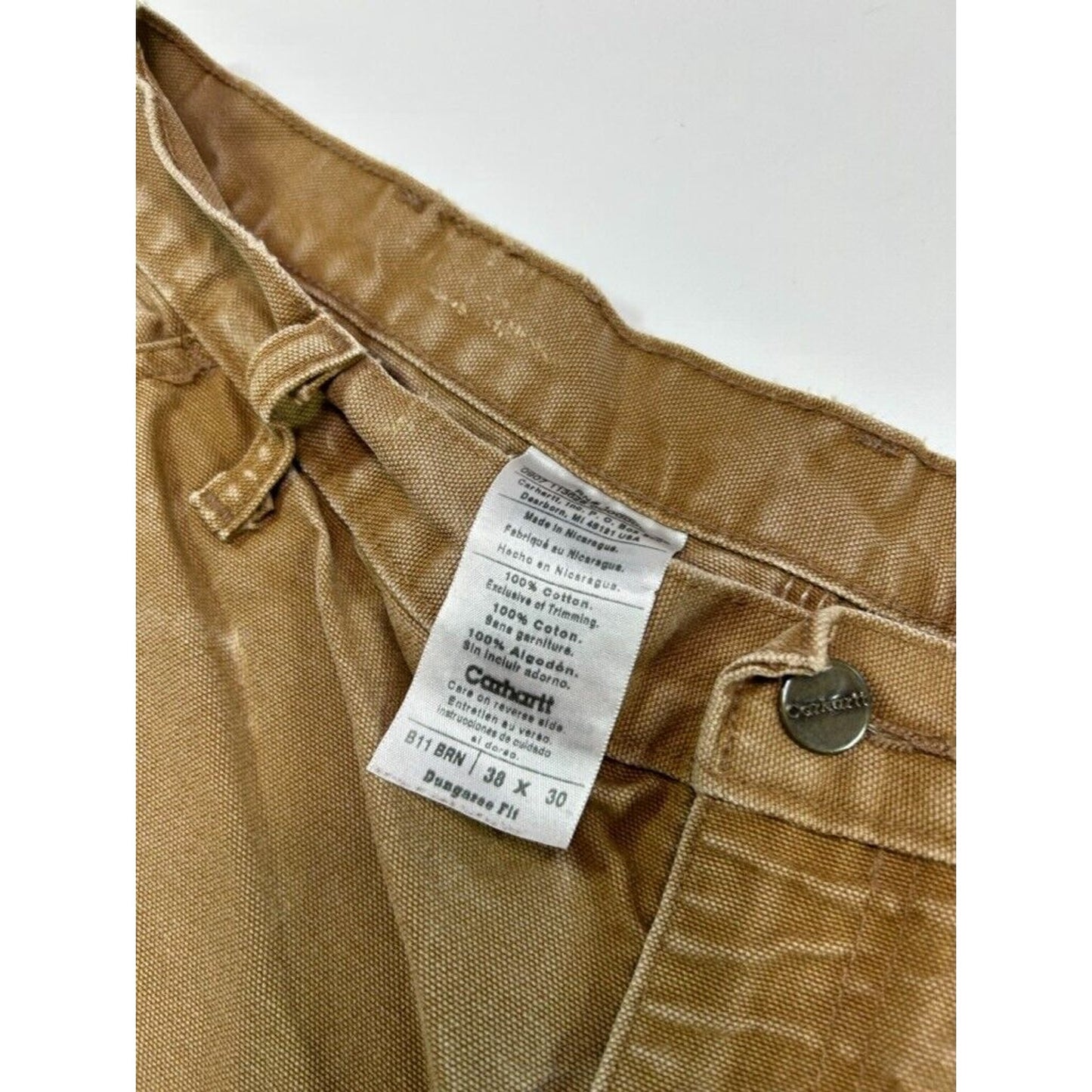 Vintage Carhartt Dungaree Fit Canvas Workwear Carpenter Pants Size 34 B11 BRN