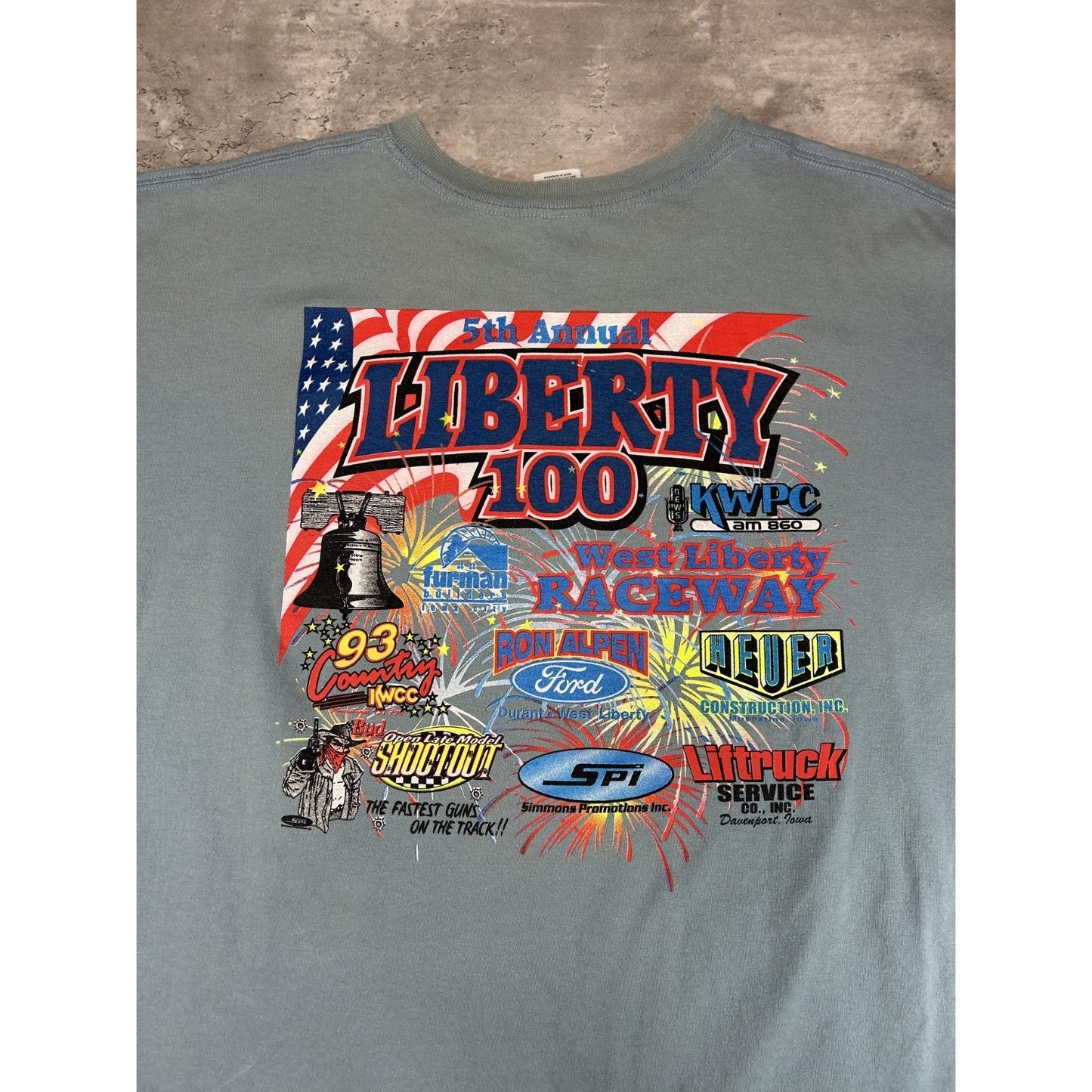 Vintage West Liberty 5th Annual Liberty 100 Racing Graphic T-Shirt Size XXL