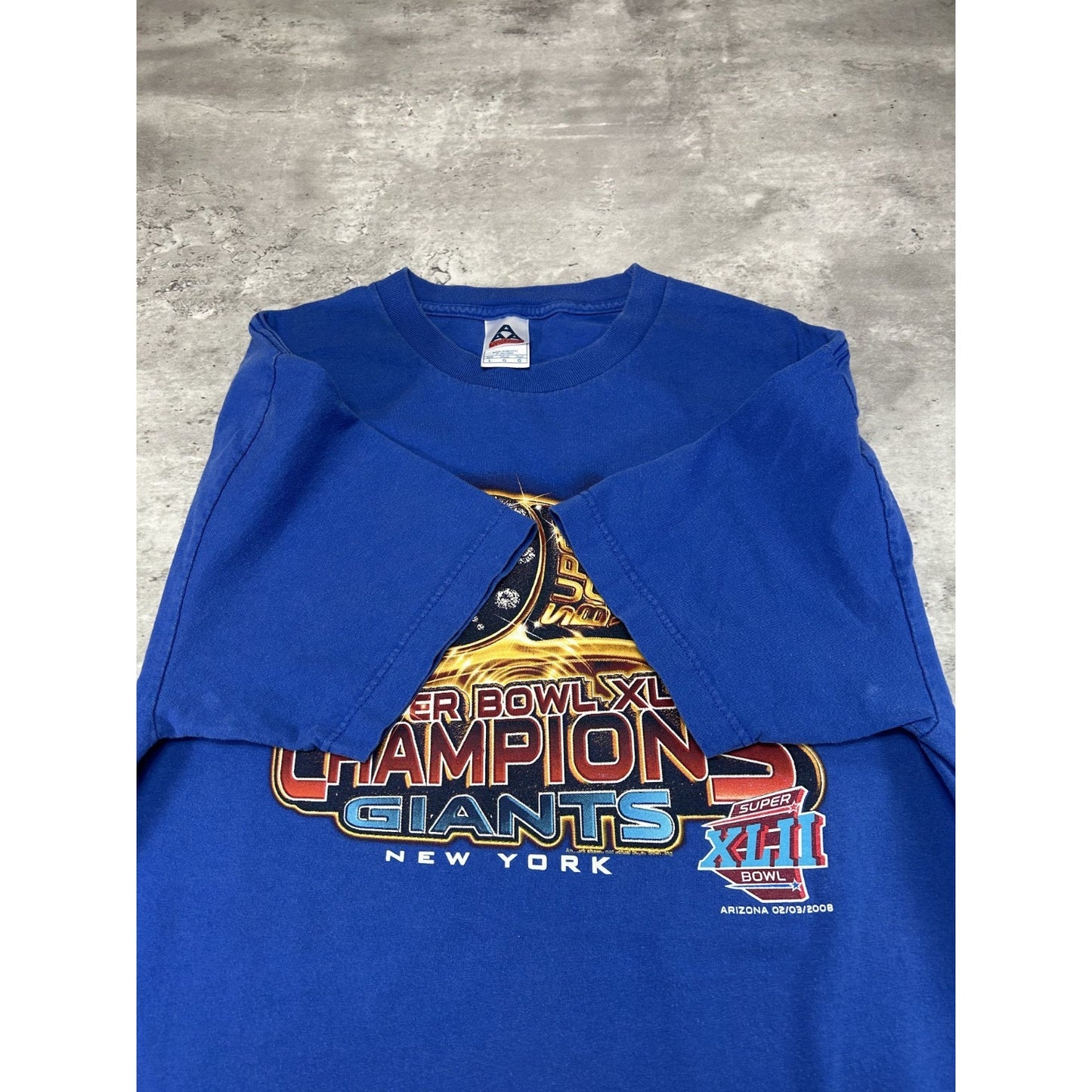 New York Giants NFL Super Bowl XLII Champs Ring Graphic T-Shirt Size Large