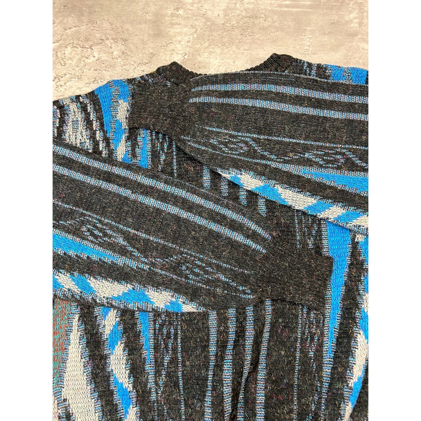 Vintage Michael Herald Abstract Striped Pullover Knit Sweater Size Large