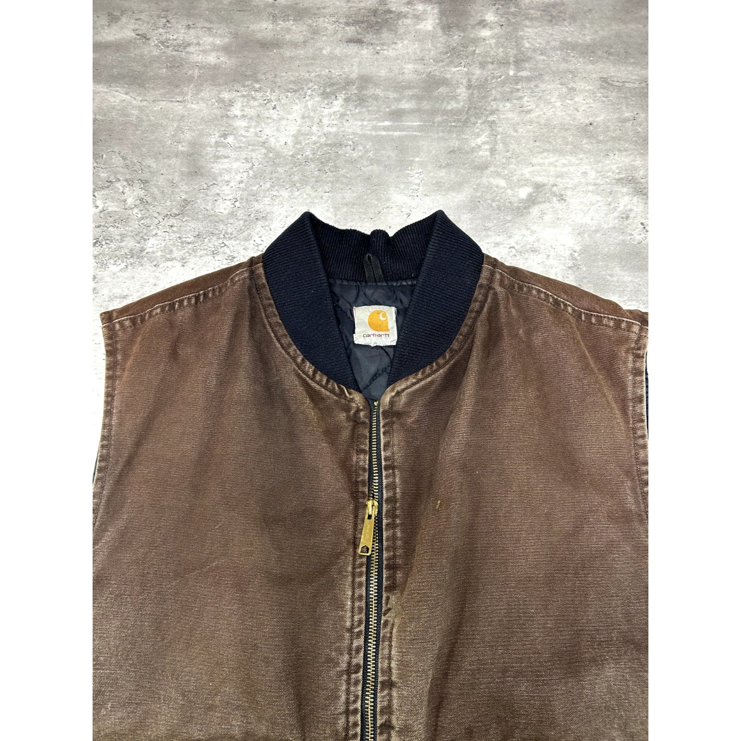 Vintage Carhartt Quilted Lined Canvas Workwear Vest Size XXL Brown