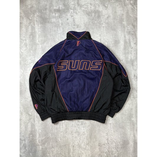 Vintage 90s Phoenix Suns NBA Embroidered Logo Mesh Windbreaker Jacket Size Large