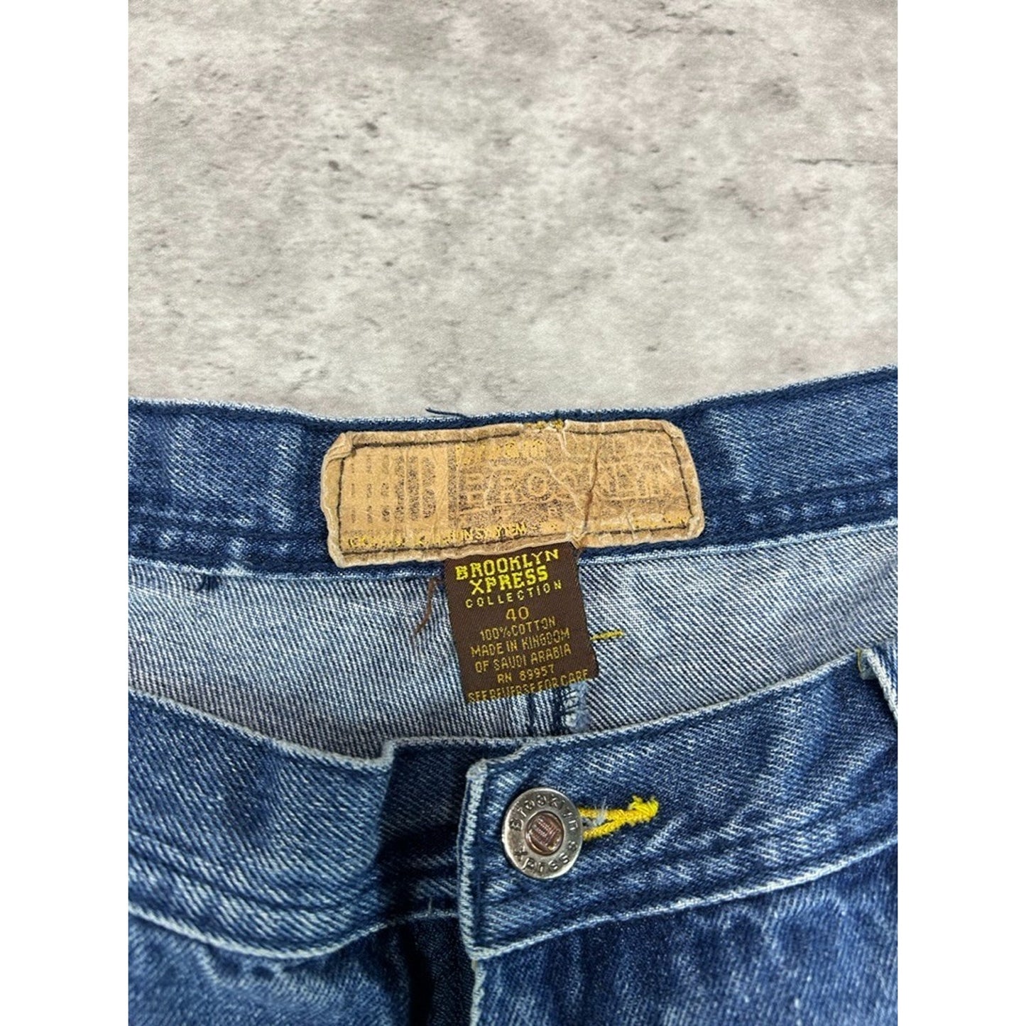 Vintage Y2K Brooklyn Embroidered Stripe Dark Wash Denim Pants Size 38 Blue