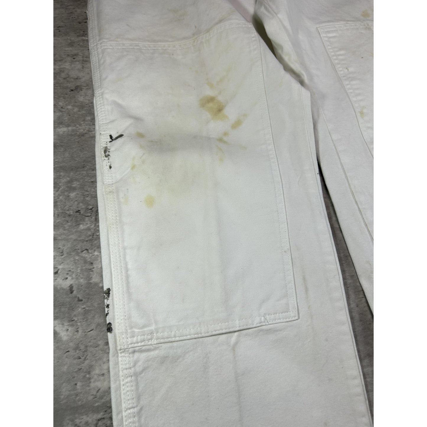 Vintage Dickies Canvas Work Wear Painters Double Knee Pants Size 36W White